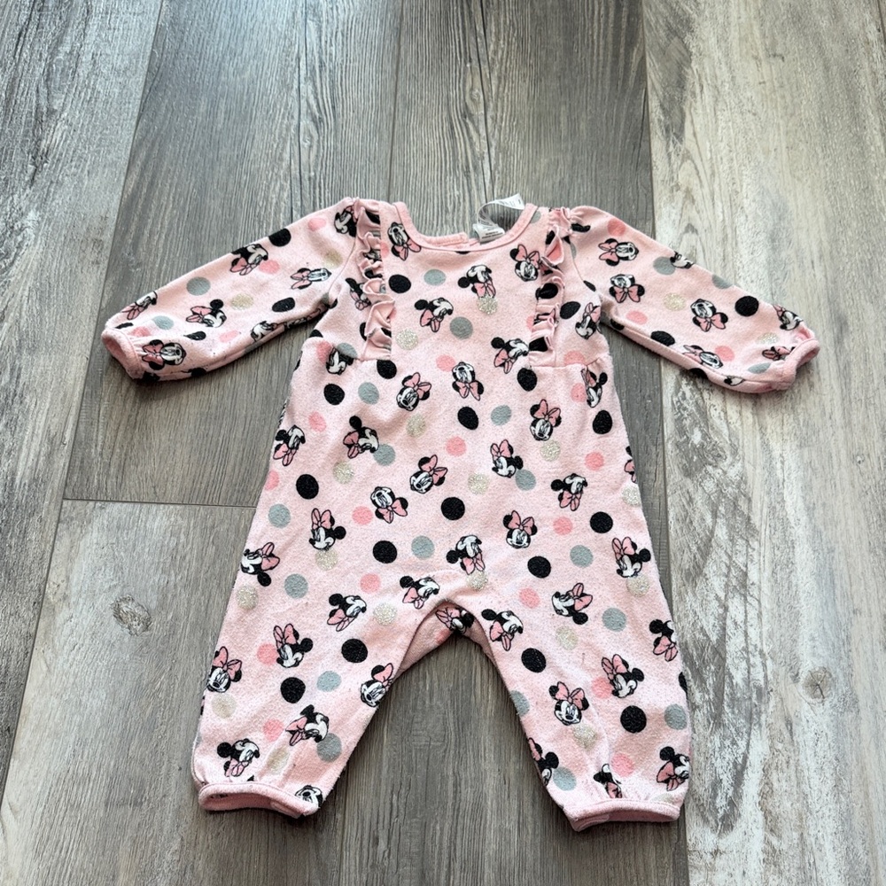 Disney Pink Minnie Mouse Fleece Footie with Polka Dots